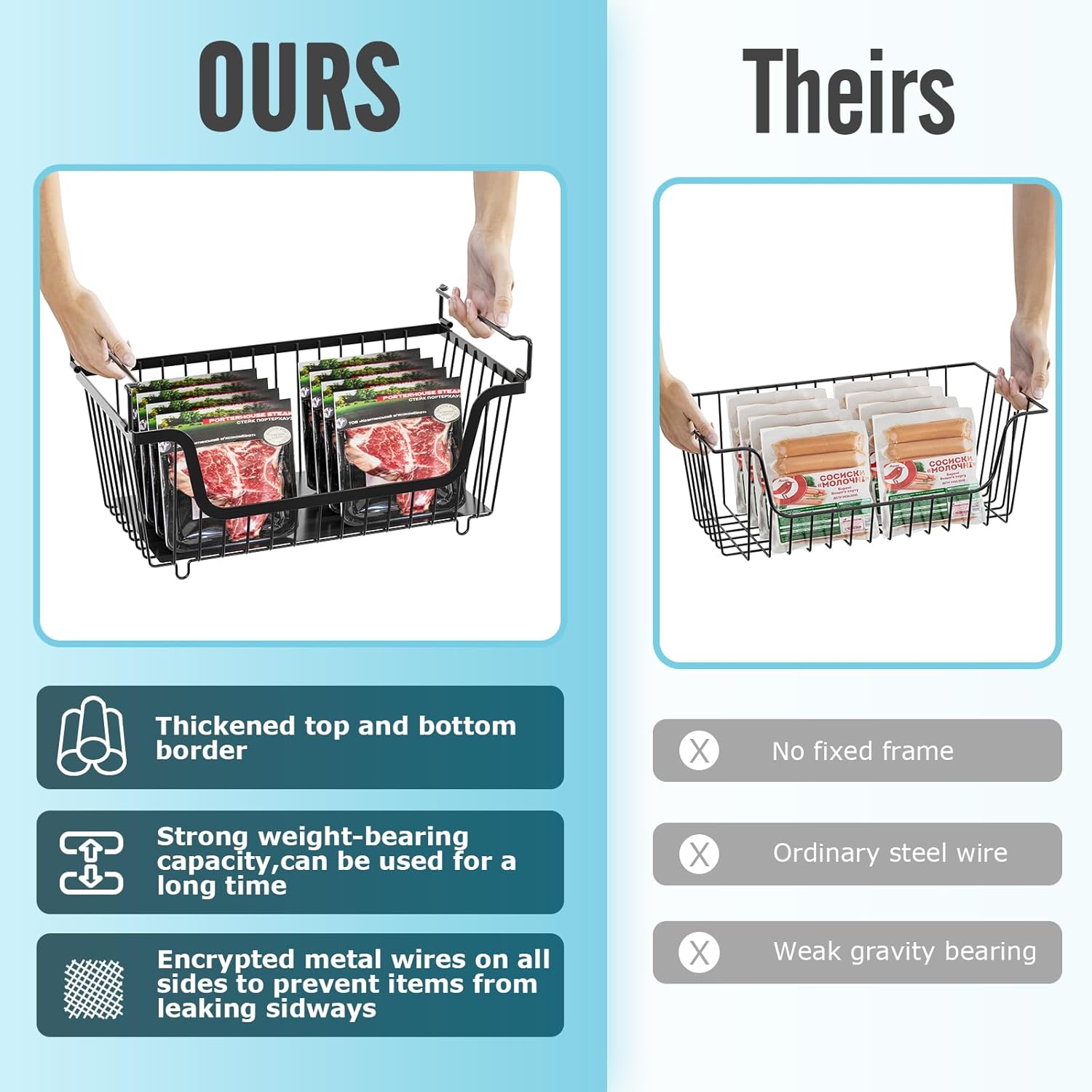 4 Pcs Stackable Wire Baskets for Pantry Organizers and Storage,Vegetable Fruit Basket for Countertop,Kitchen Storage Metal Baskets,Produce Potato Onion Storage Bin,Black - Image 4