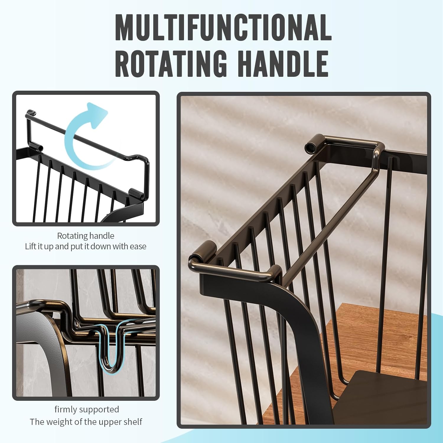 4 Pcs Stackable Wire Baskets for Pantry Organizers and Storage,Vegetable Fruit Basket for Countertop,Kitchen Storage Metal Baskets,Produce Potato Onion Storage Bin,Black - Image 6