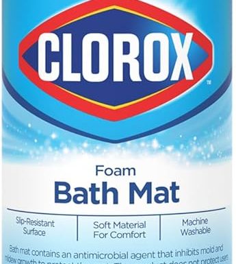 Duck Brand Clorox Cushioned Foam Bath Mat for Tubs, Non-Slip with Suction Cups, 17 Inches x 36 Inches, White