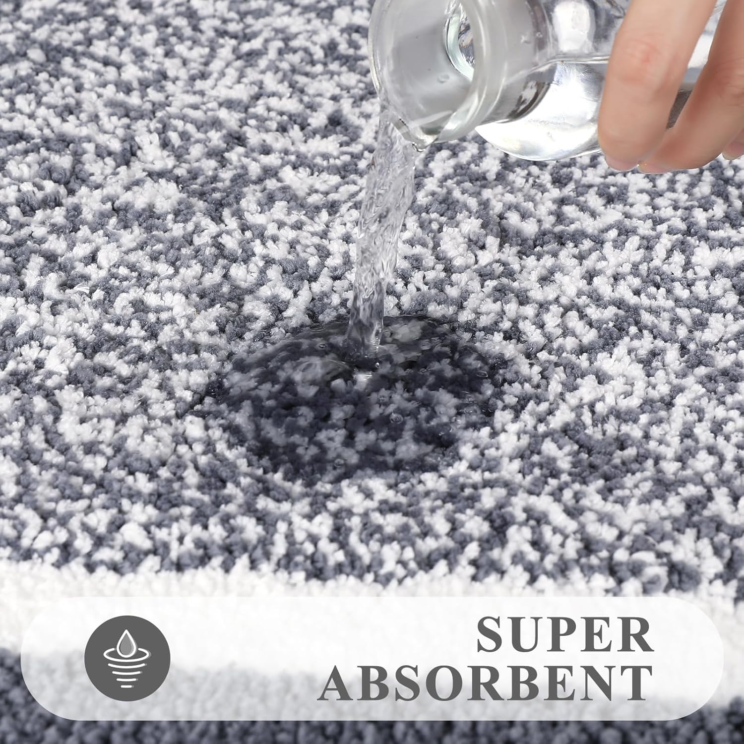 Pauwer Bathroom Rug Mat Set 3 Piece, Microfiber Shaggy Bath Set, Non-Slip Ultra Soft Carpet Mats, Absorbent with U-Shaped Toilet for Bathroom, Tub, Shower, Dark Grey - Image 5